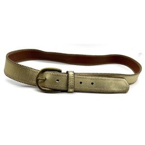 Fossil gold colored leather belt with metal details ca size L 33“ - 36“1.5“ wide